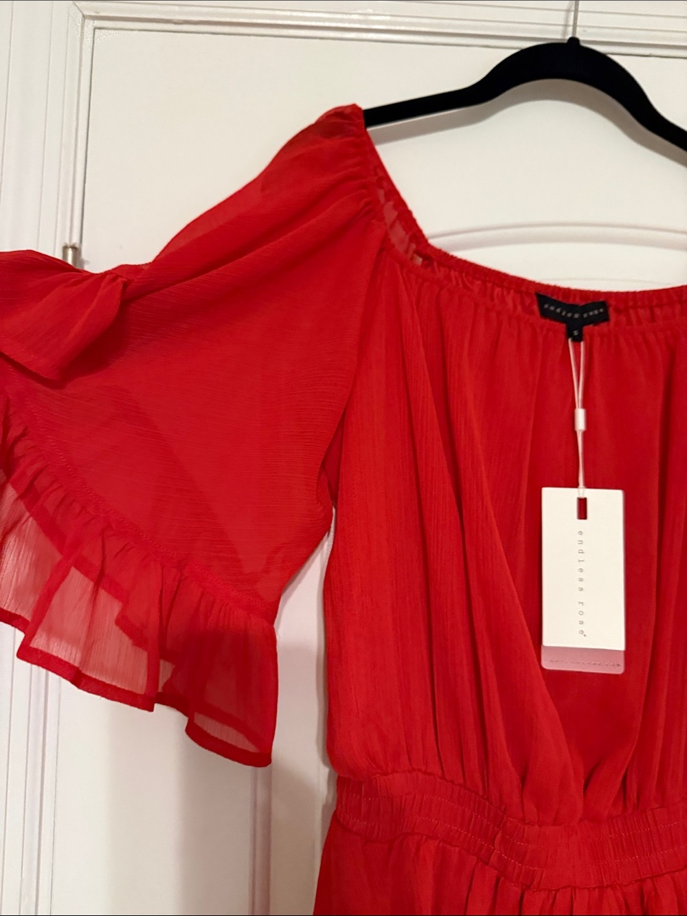Endless Rose Red Ruffle Sleeve Mini Dress - Picture 2 of 5